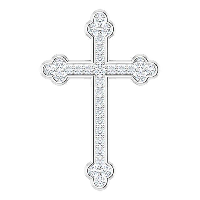 14k white 1/4 ctw diamond cross pendant