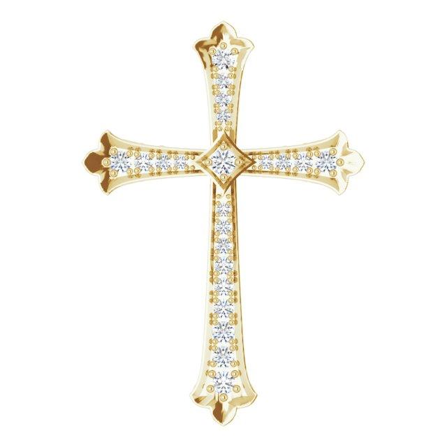 14k yellow 1/4 ctw diamond cross pendant