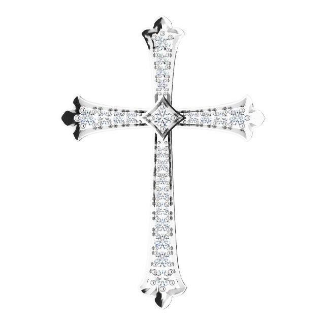 14k white 3/4 ctw diamond cross pendant