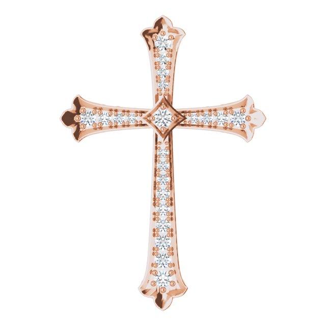 14k rose 1/4 ctw diamond cross pendant