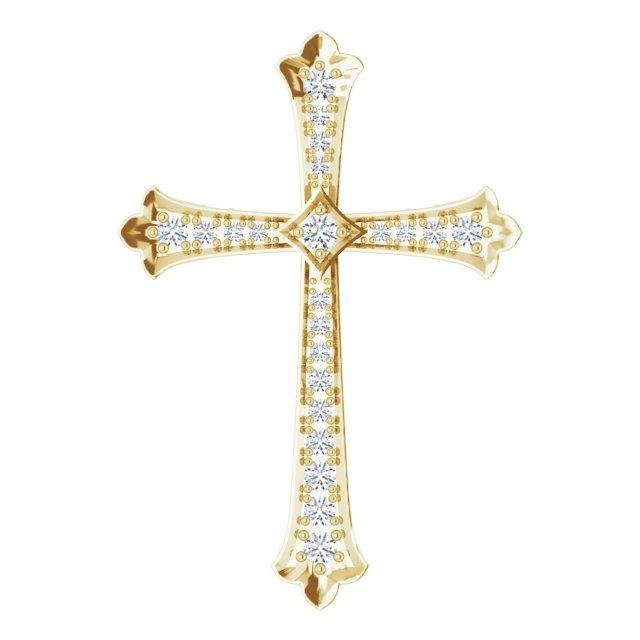 14k yellow 1 ctw diamond cross pendant