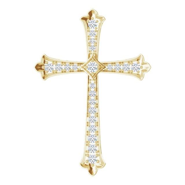 14k yellow 1/2 ctw diamond cross pendant