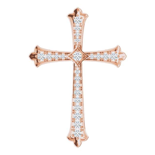 14k rose 1/2 ctw diamond cross pendant