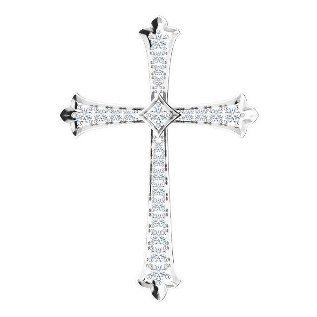 14k white 1/2 ctw diamond cross pendant