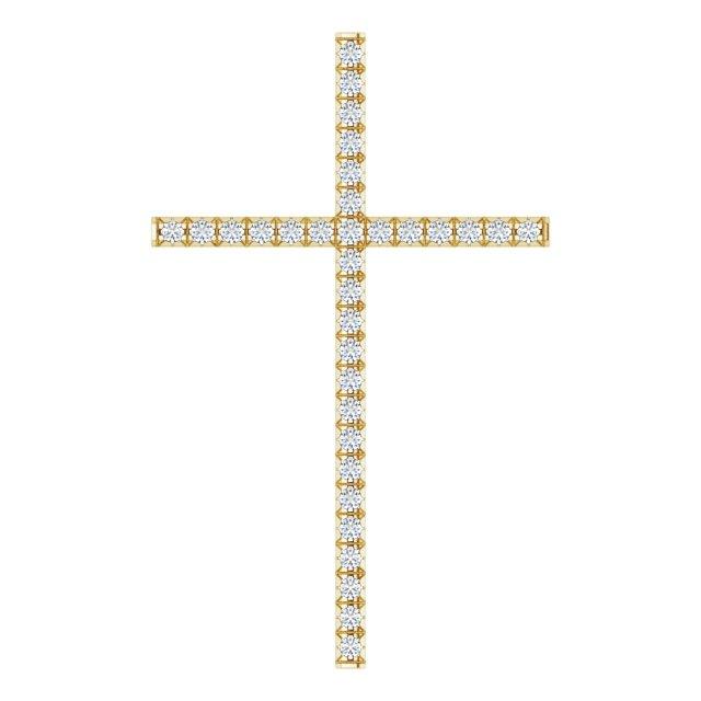 14k yellow 1 ctw diamond cross pendant