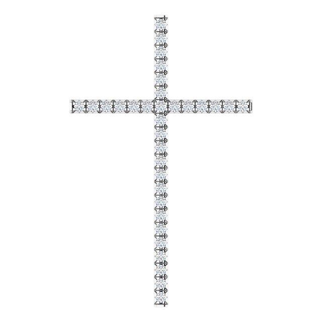 14k white 1 ctw diamond cross pendant