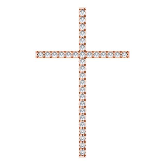 14k rose 1 ctw diamond cross pendant