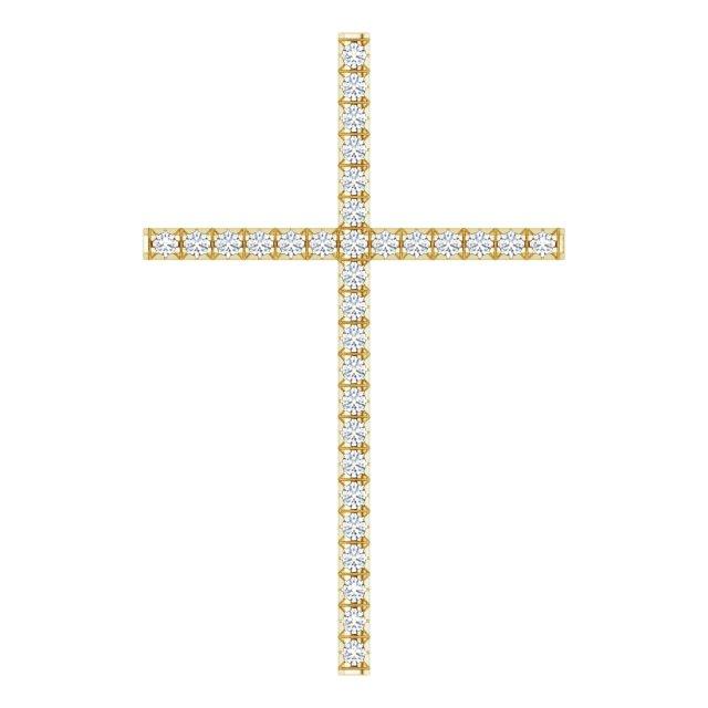 14k yellow 1/2 ctw diamond cross pendant