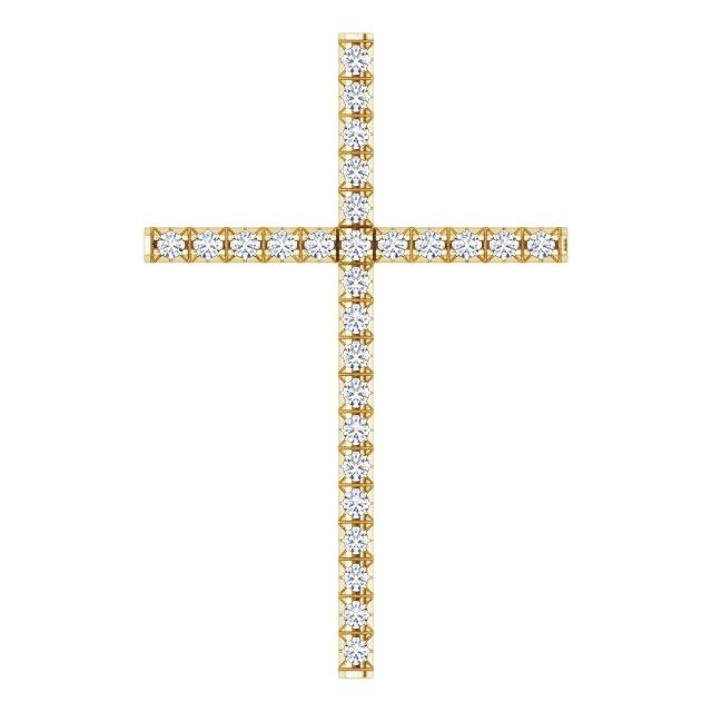 14k yellow 1/4 ctw diamond cross pendant