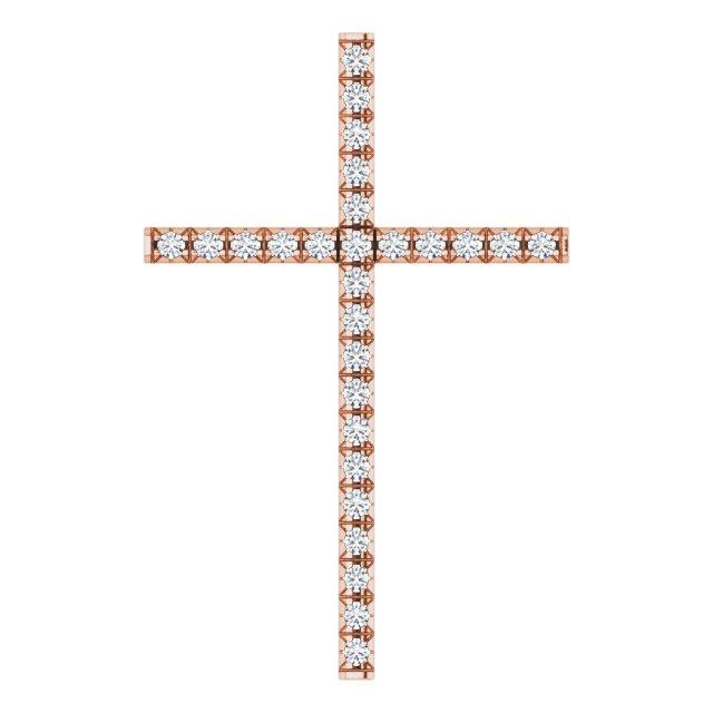 14k rose 1/3 ctw diamond cross pendant
