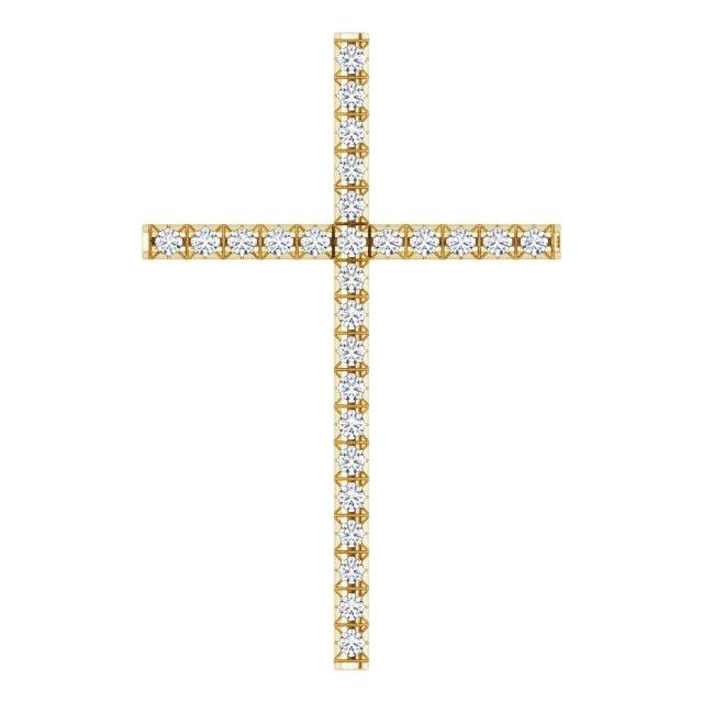 14k yellow 1/3 ctw diamond cross pendant