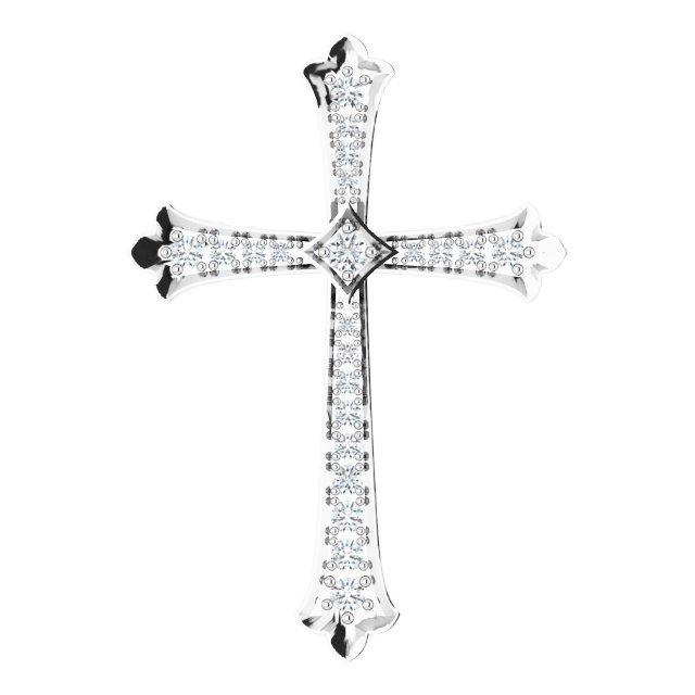 14k white 1/3 ctw diamond cross pendant