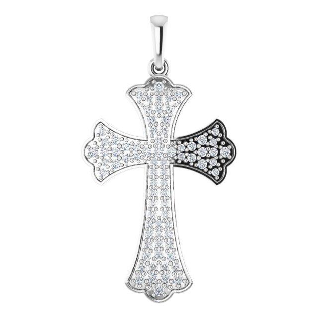 14k white 1/2 ctw diamond micro pavã© cross pendant