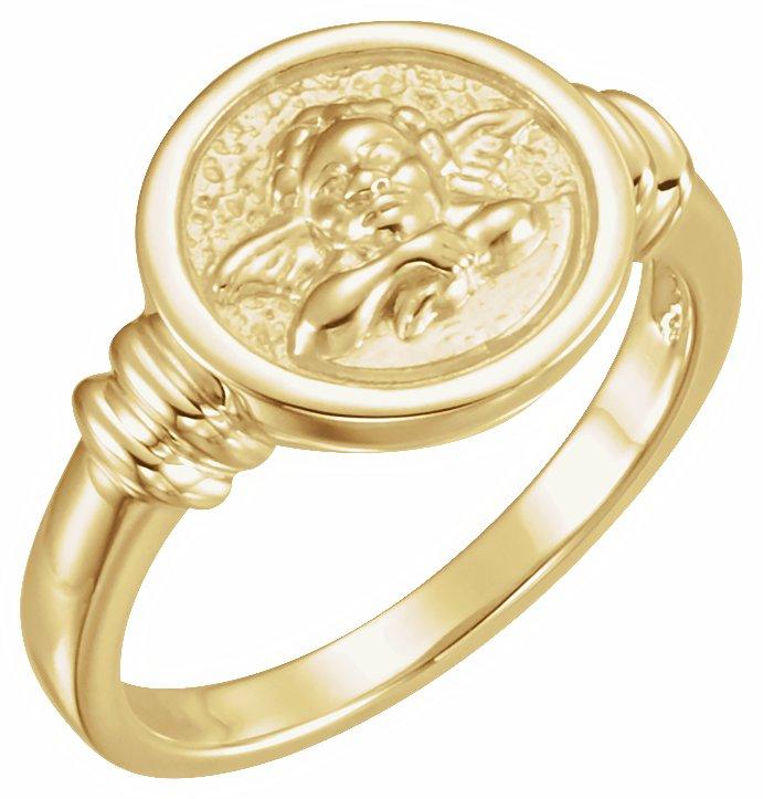 10k yellow 12.2 mm cherub angel ring  