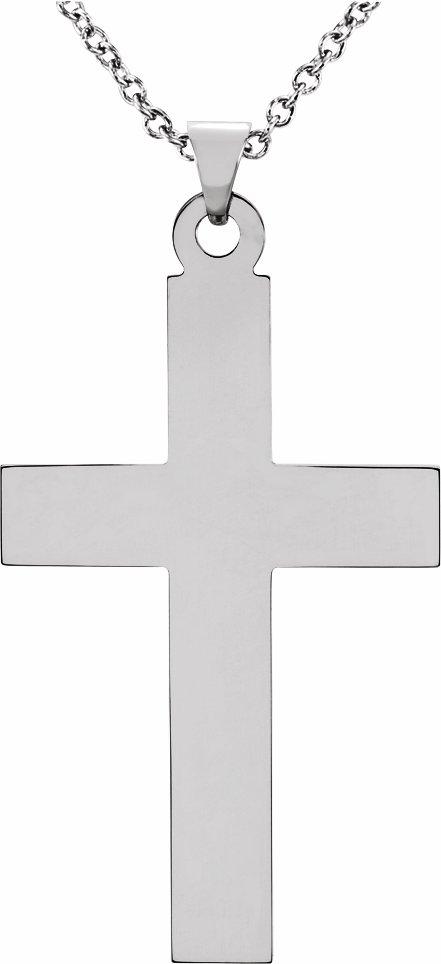 14k white 18x12 mm cross 18" necklace