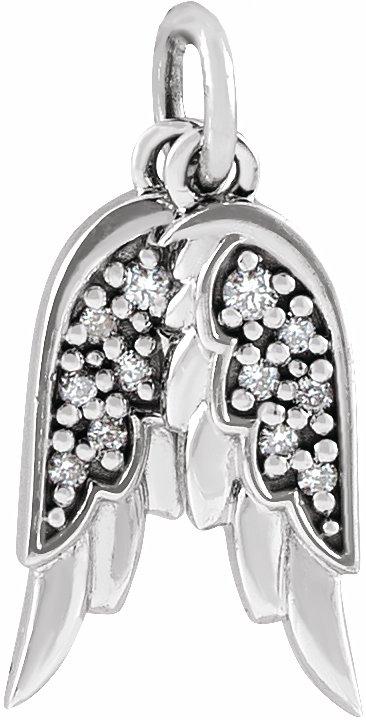 sterling silver .03 ctw diamond angel wings pendant
