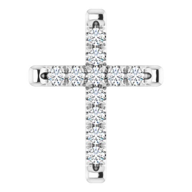 14k white 1/3 ctw diamond french-set cross pendant