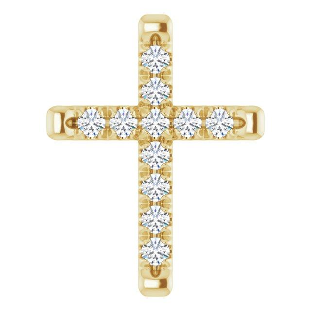 14k yellow 1/3 ctw diamond french-set cross pendant