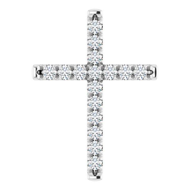 14k white 1/2 ctw diamond french-set cross pendant