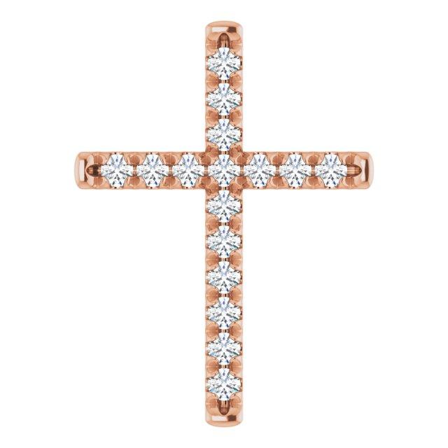 14k rose 1/2 ctw diamond french-set cross pendant