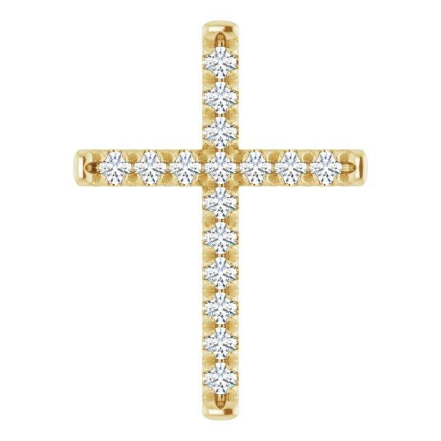 14k yellow 1/2 ctw diamond french-set cross pendant