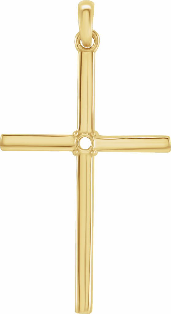 10k yellow 1.5 mm round cross pendant mounting