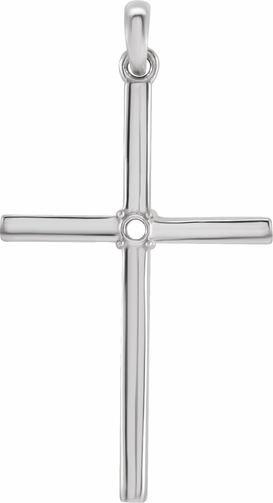 10k white 1.5 mm round cross pendant mounting