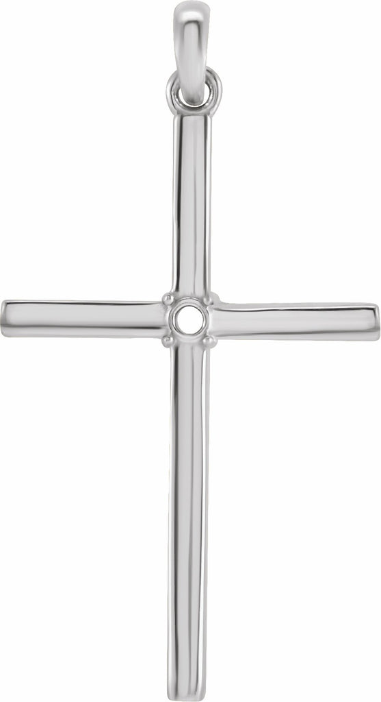 10k white 1.5 mm round cross pendant mounting