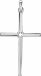 10k white 2 mm round cross pendant mounting