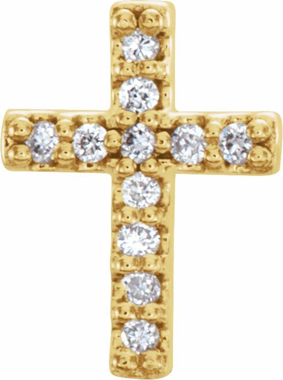 14k yellow 1/10 ctw diamond cross earrings