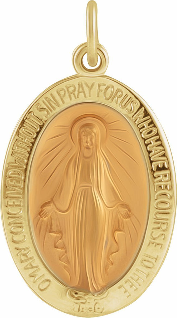 14k yellow 19x14 mm oval miraculous medal