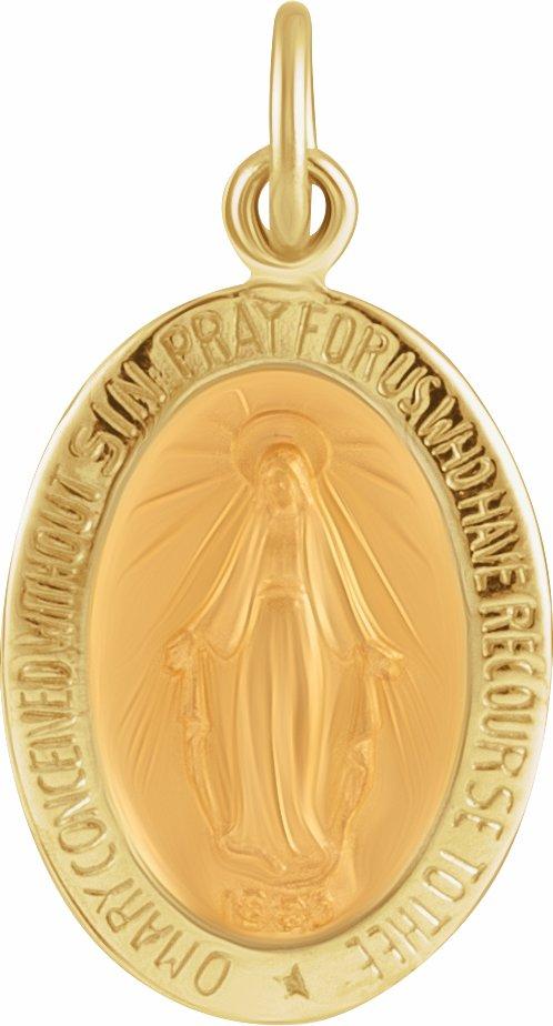 14k yellow 15x11 mm oval miraculous medal