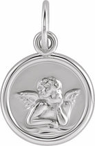 sterling silver 12 mm round cherub angel medal