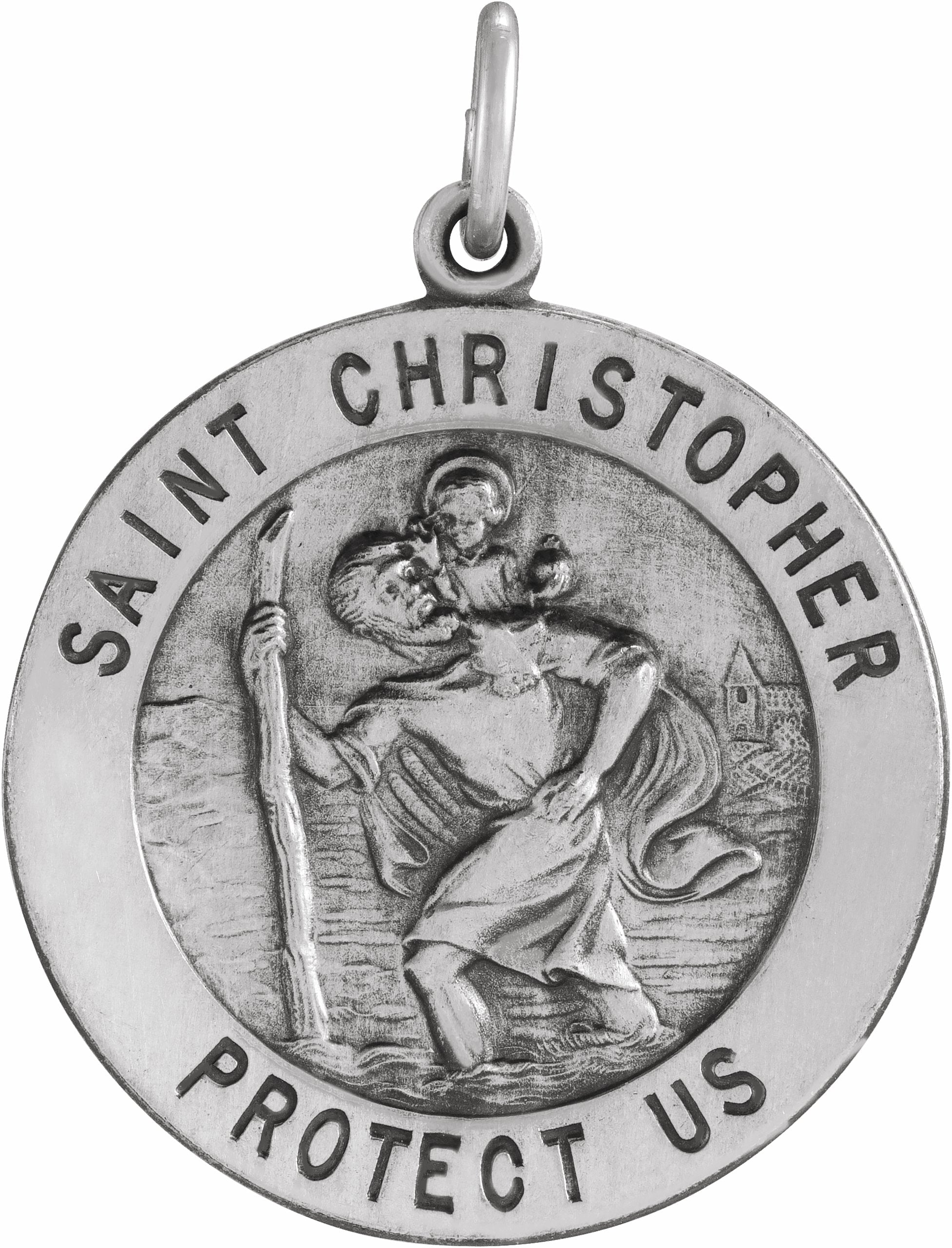 sterling silver 25 mm st. christopher medal  