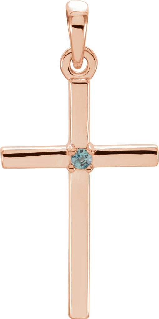 14k rose 22.65x11.4 mm alexandrite cross pendant 