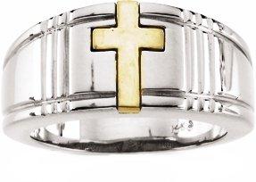 sterling silver & 14k yellow 3.5 mm cross band size 6