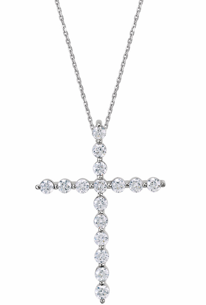 14k white 1/5 ctw diamond cross 18" necklace