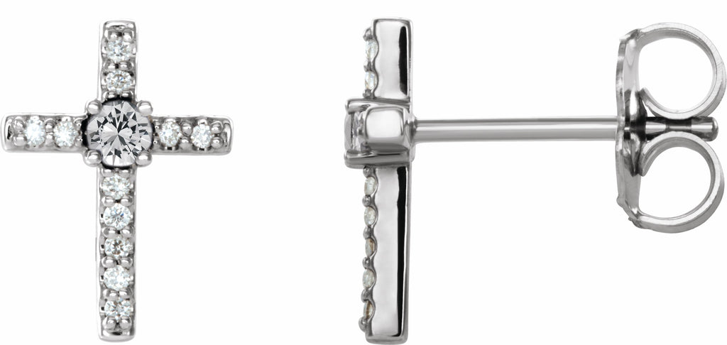 sterling silver 1/8 ctw diamond cross earrings  