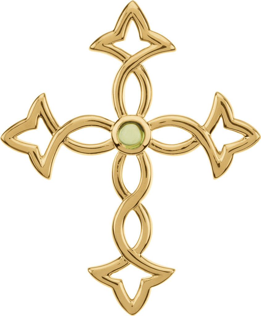 14k yellow peridot cross pendant