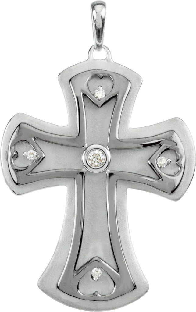 sterling silver .05 ctw diamond cross pendant 