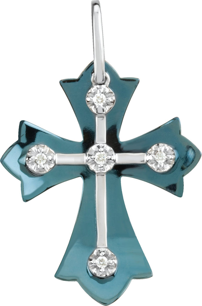 sterling silver & titanium cross pendant