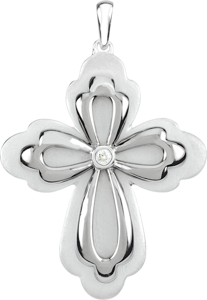 sterling silver .04 ctw diamond cross pendant 