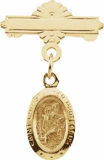 14k yellow st. christopher baptismal pin 