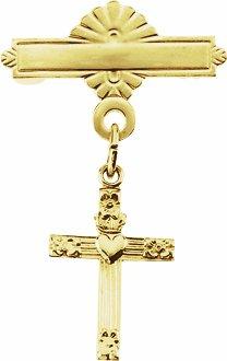 14k yellow cross baptismal pin 