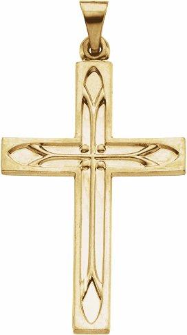 14k yellow 33.5x23 mm cross pendant