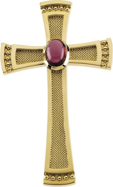 14k yellow rhodolite garnet cross pendant