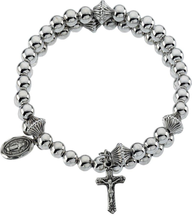 sterling silver bead wrap rosary   