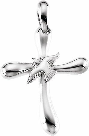 sterling silver cross with dove pendant  