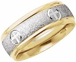 14k white & yellow 7 mm design band size 5