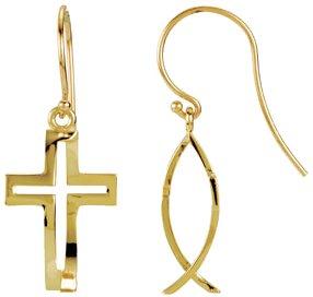 14k yellow crossfishâ„¢ earrings 